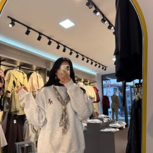 Fular Detaylı Üç İplik Sweat